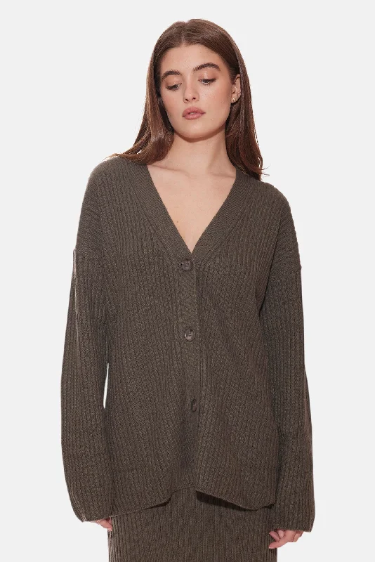 Lucy Ribbed Cocoon Cardigan Tarnished