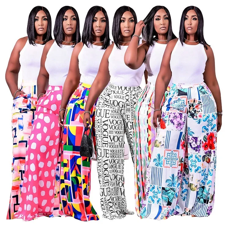 Wholesale Autumn New Style Beautifully Printed Fashion Casual Multicolor Wide Leg Girls' Casual Pants