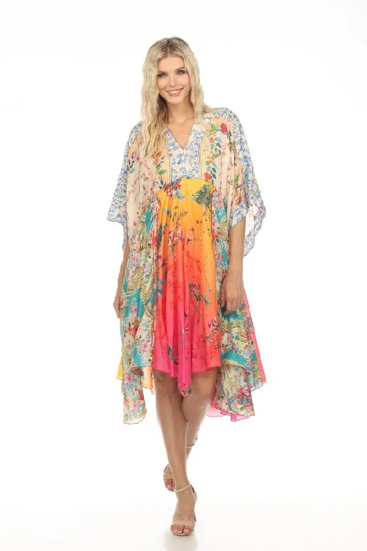 Johnny Was Rivoray Cyrene Floral Asymmetric Midi Slip Dress Boho Chic C37823-4