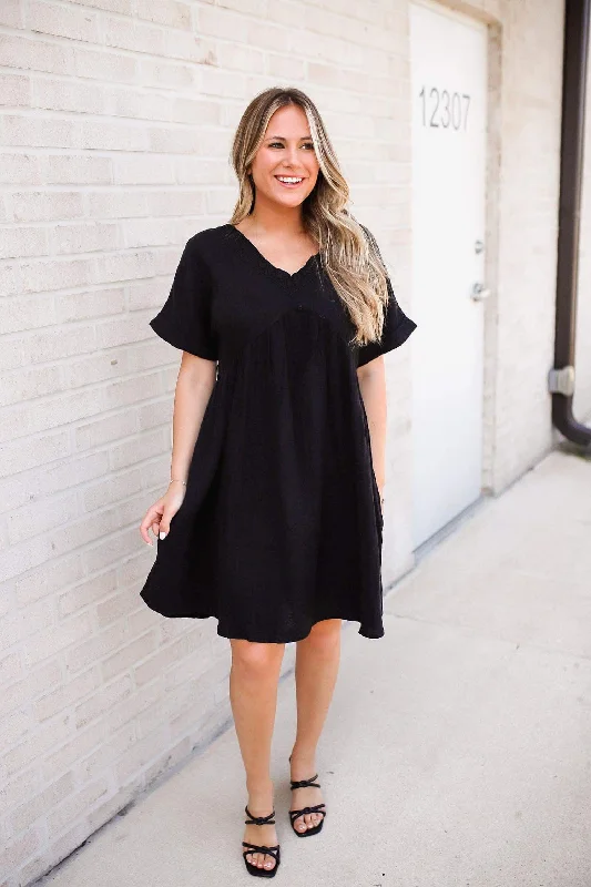 V-Neck Short Sleeve Dress WH