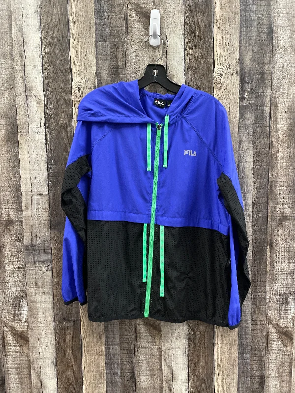 Shop and Save Athletic Jacket By Fila In Black & Blue, Size: L