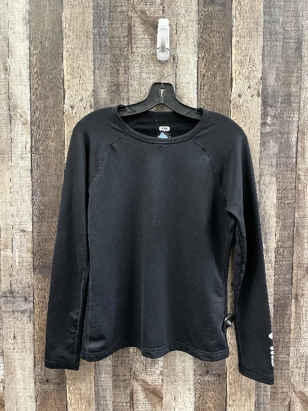 Lowest Price Athletic Top Long Sleeve Crewneck By Fila In Black, Size: M