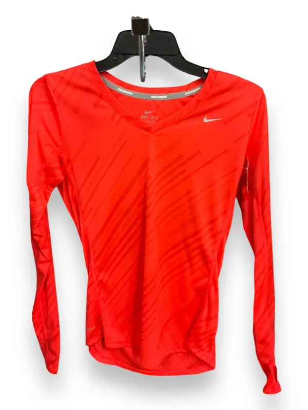 Athletic Top Long Sleeve Crewneck By Nike Apparel In Orange, Size: S