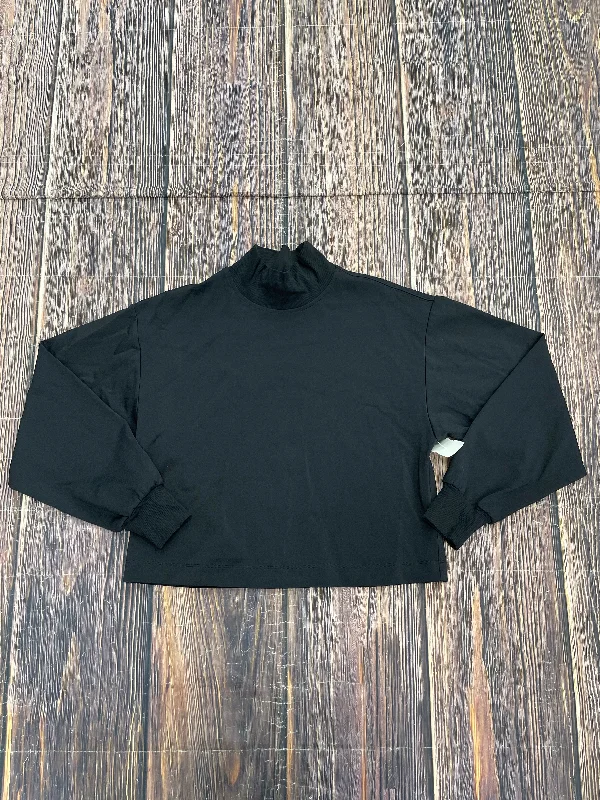 Black Athletic Top Long Sleeve Collar Athleta, Size Xs