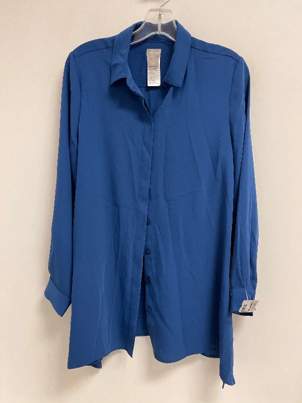 YEAR-End Sale Blouse Long Sleeve By Chicos In Blue, Size: S