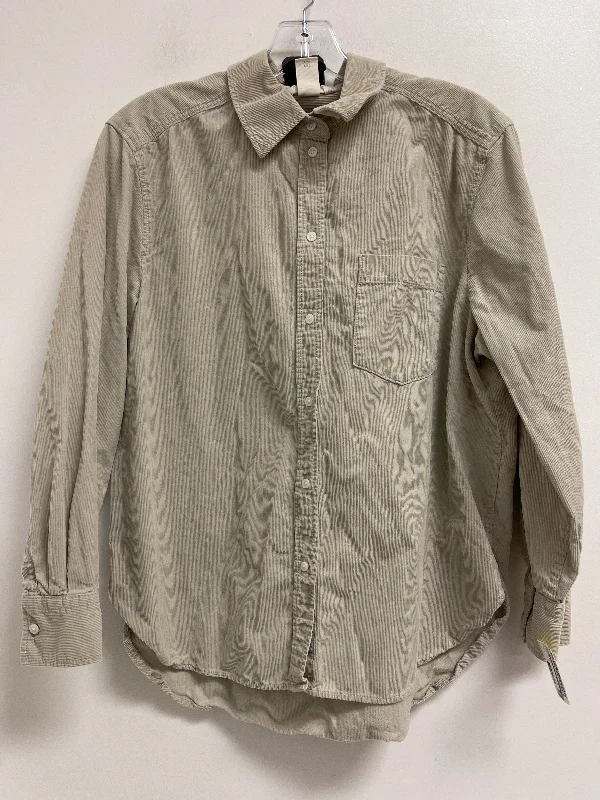 Blouse Long Sleeve By H&m In Grey, Size: S