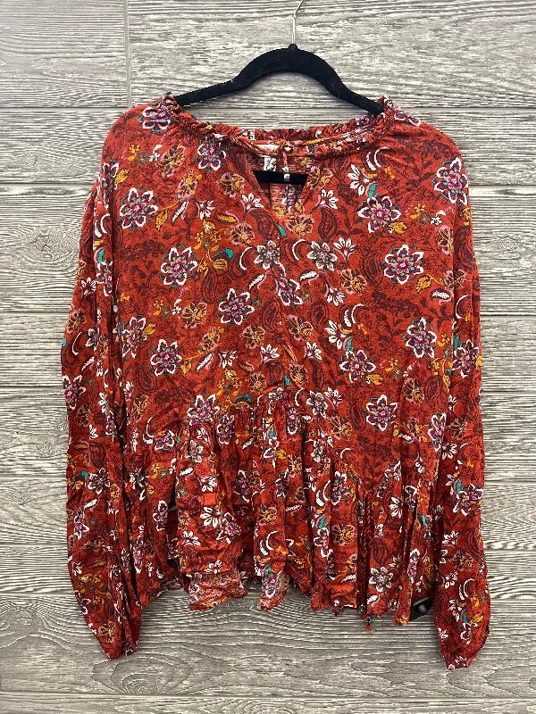 Special Discount Floral Print Top Long Sleeve Time And Tru, Size Xxl