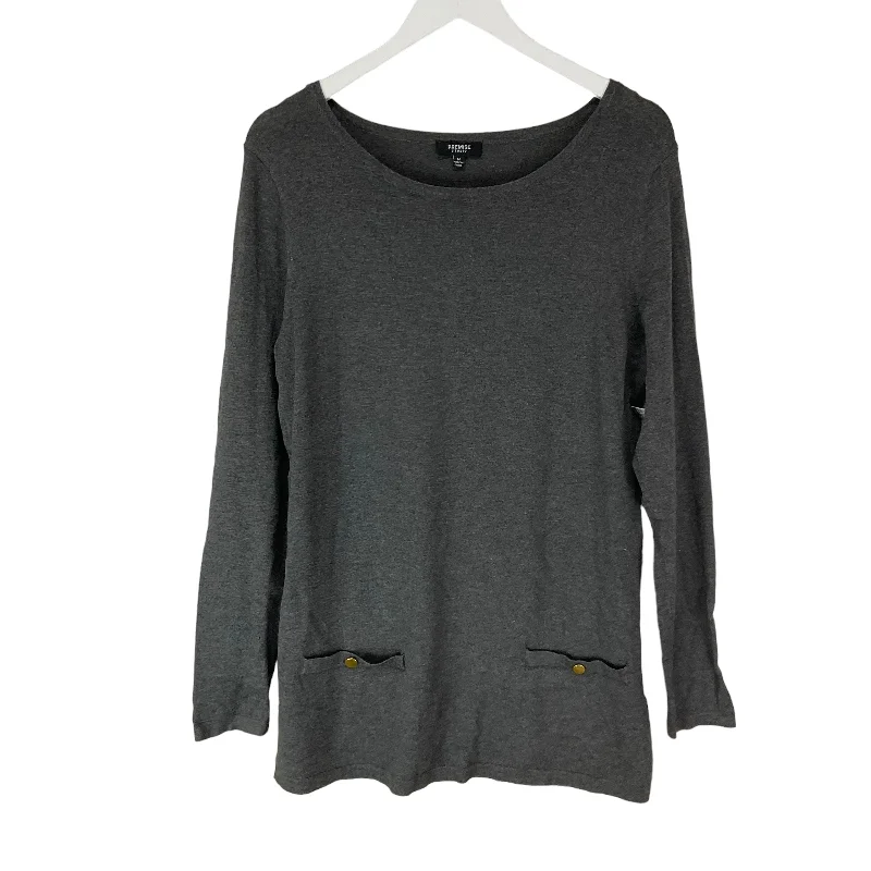 New Markdowns Grey Top Long Sleeve Basic Premise, Size M