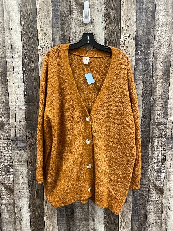 Super Bargain Sweater Cardigan By A New Day In Orange, Size: L