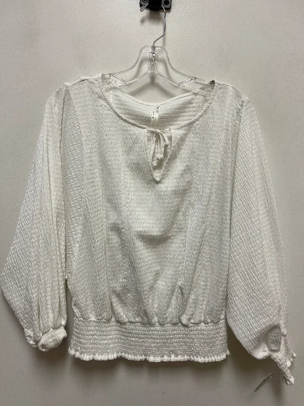 Top Long Sleeve By Anthropologie In White, Size: S