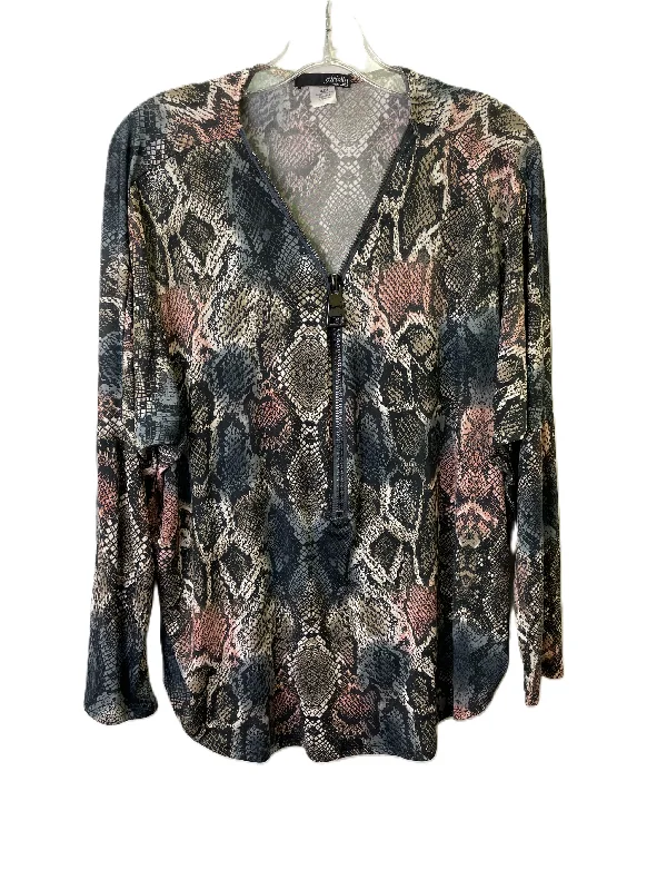 Online Only Top Long Sleeve By Ariella In Animal Print, Size: L