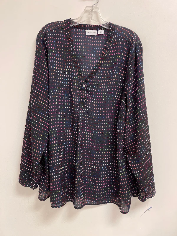 Sale Event Top Long Sleeve By Liz Claiborne In Navy, Size: 3x