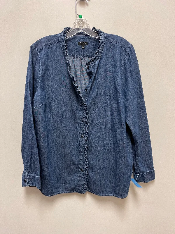 Huge Discounts Top Long Sleeve By Talbots In Blue, Size: Xlp