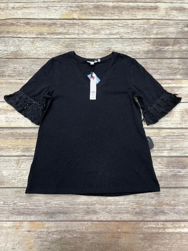 Stock Clearance Top Short Sleeve By Chicos In Black, Size: S