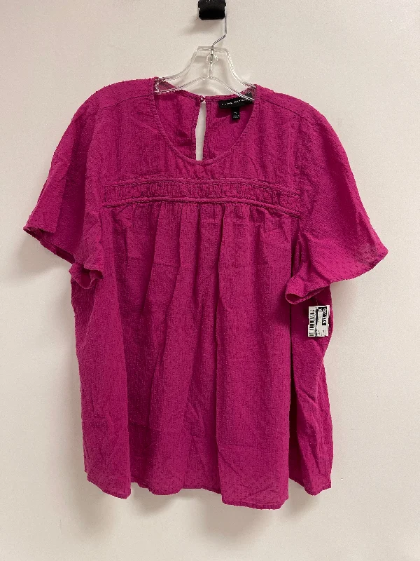 Final Clearance Top Short Sleeve By Lane Bryant In Pink, Size: 3x