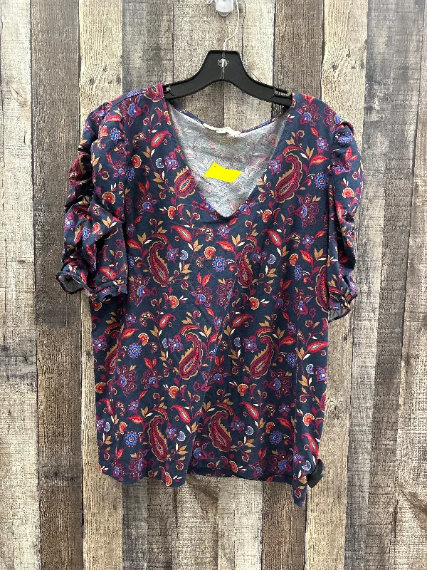 Top Short Sleeve By Loft In Multi-colored, Size: Xl