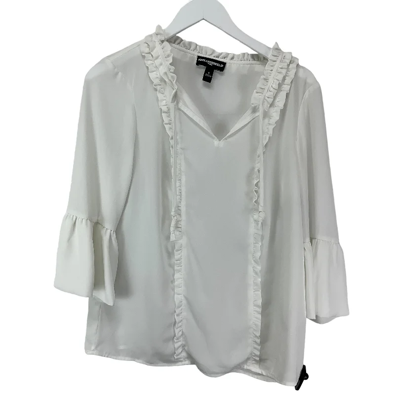 Steals and Deals White Top Long Sleeve Basic Karl Lagerfeld, Size S